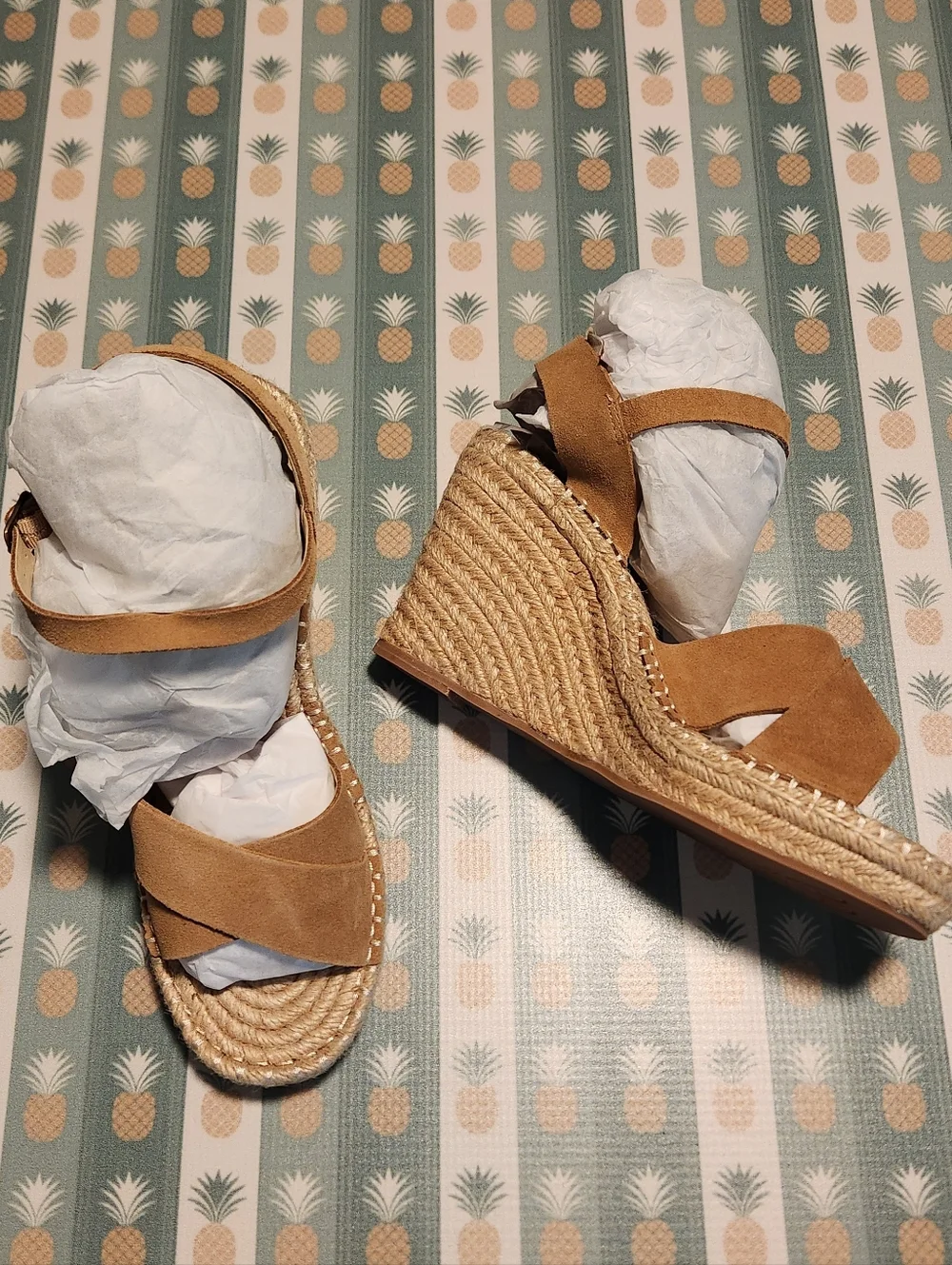 Seychelles Tan Suede Espadrille Wedge Sandals